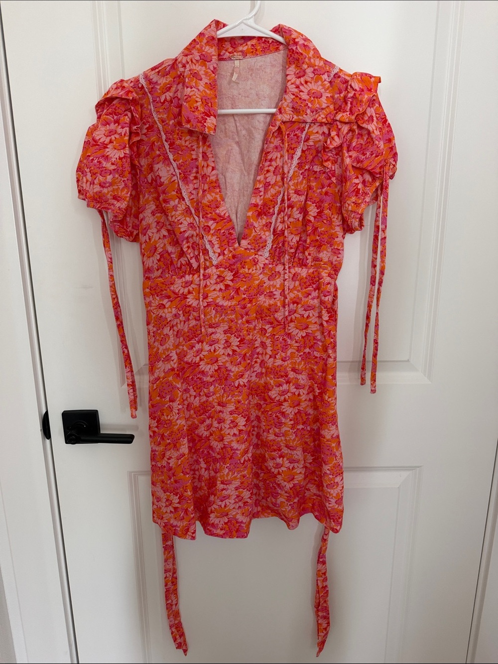 Free People Pink and Orange Floral Top